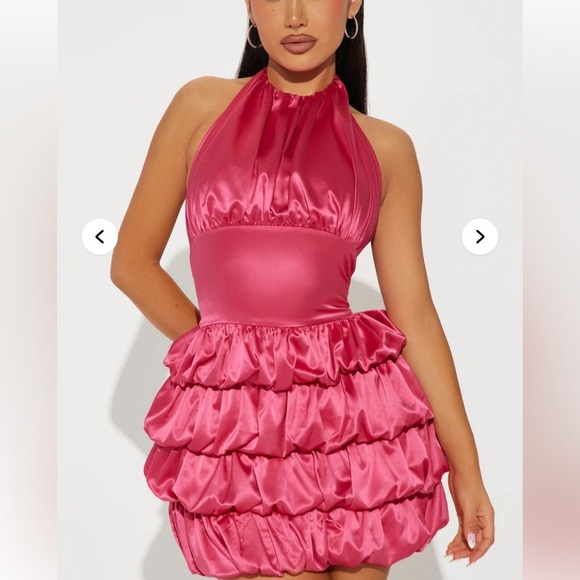 Fashion Nova Out The Gallery Satin Bubble Mini Dress Pink Bubble party prom Y2K - Picture 9 of 9